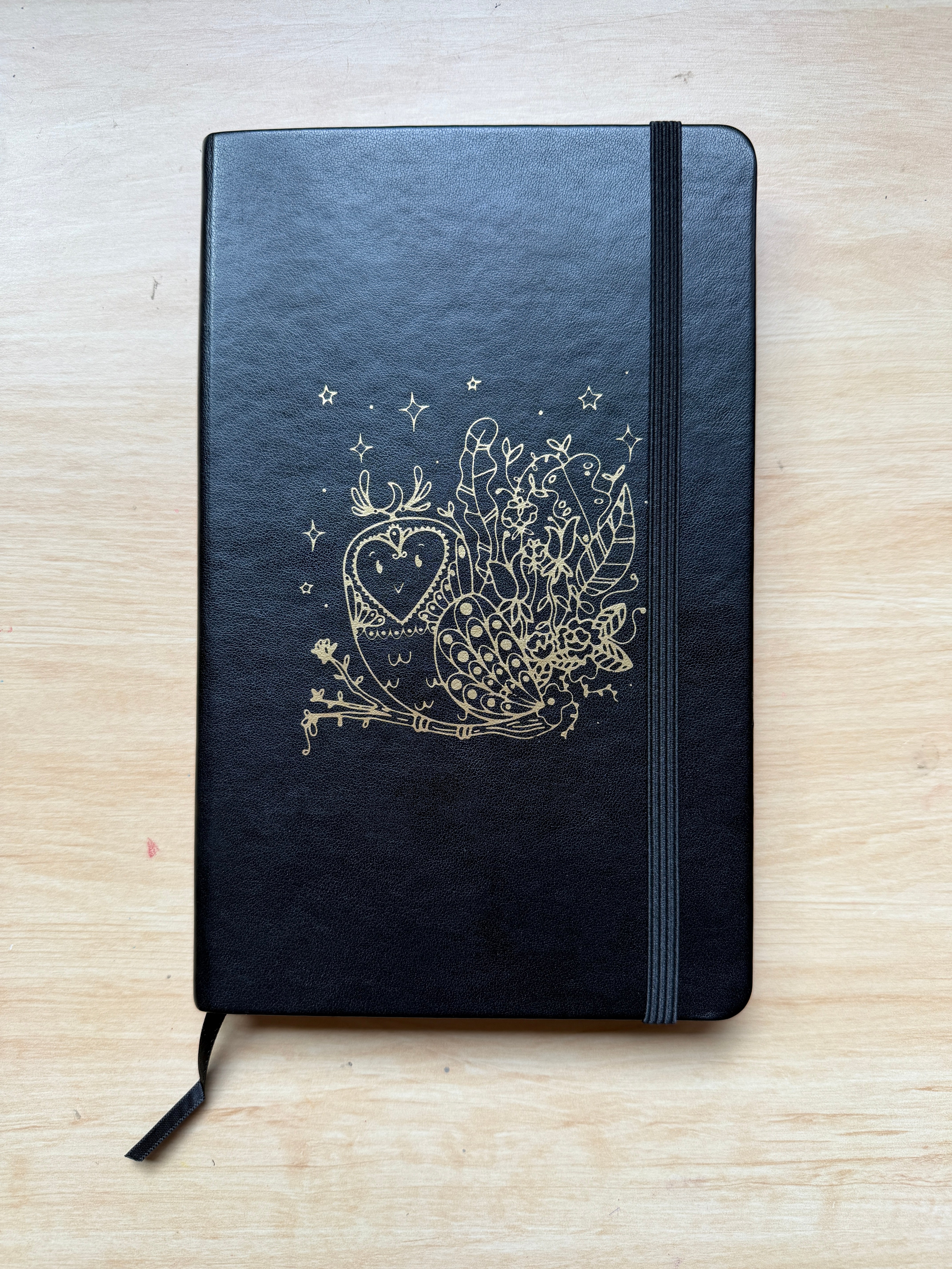 Gold Embossed Owl Leather Journal – Handmade Notebook Gift | Alex Conan